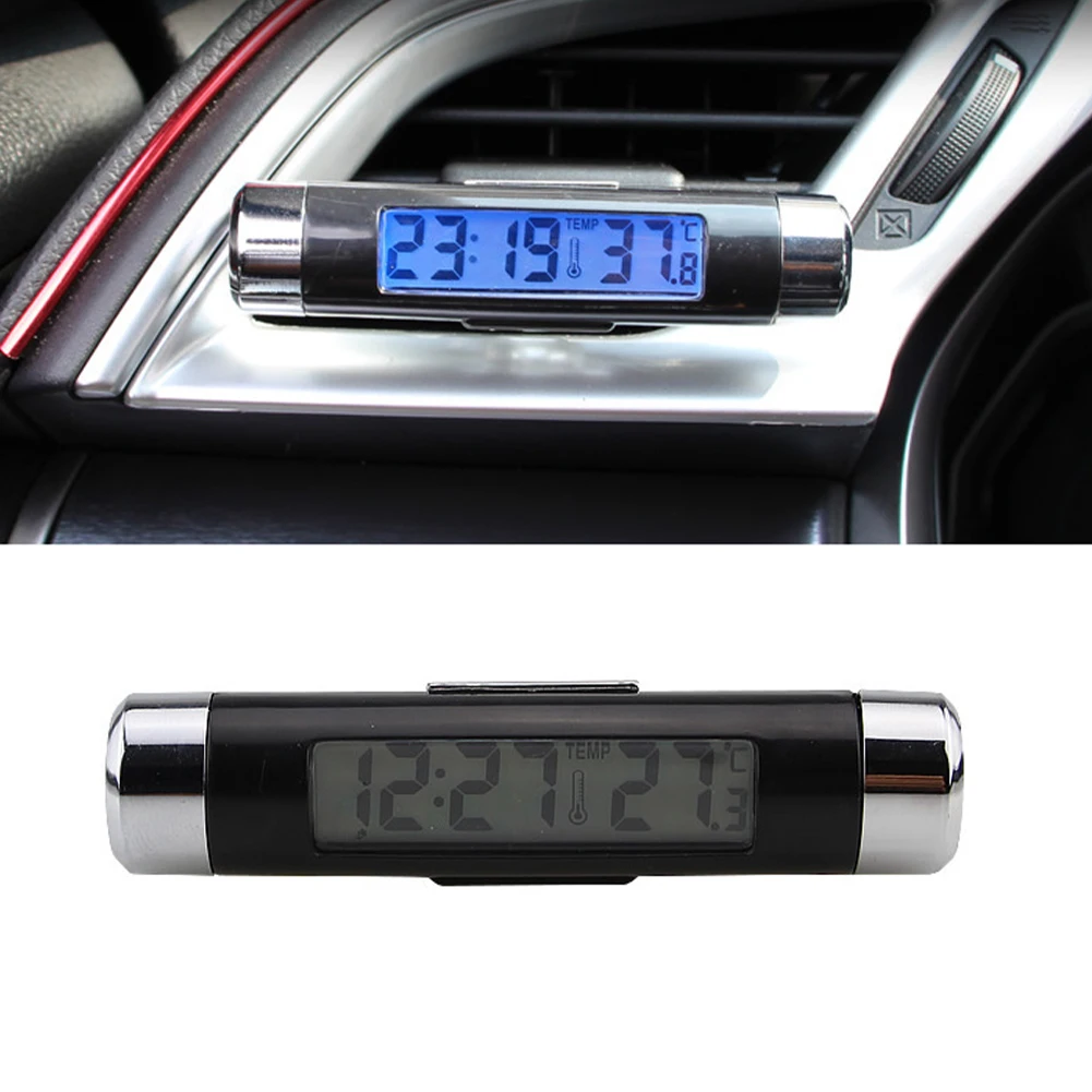 Купи 2 In 1 Clip On Battery Powered Truck Electronic Clock Car Air Outlet Thermometer Easy To Install Auto Professional Spare Parts за 326 рублей в магазине AliExpress