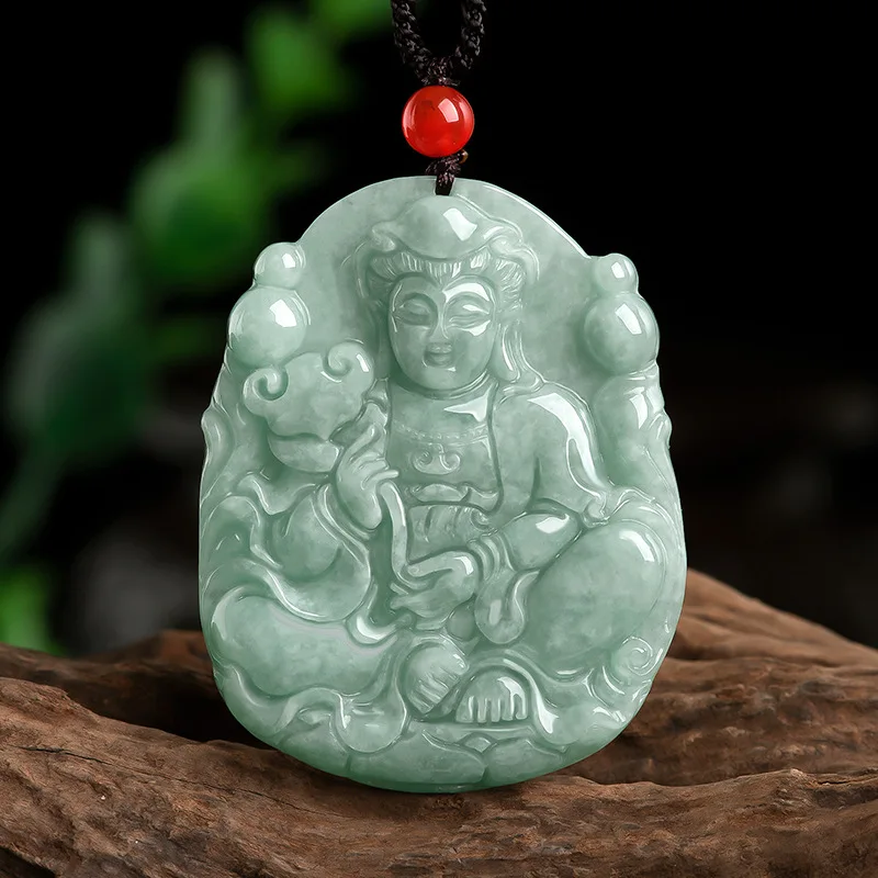

Burmese Jade Guanyin Pendant Jewelry Emerald Necklace Vintage Jadeite Choker Real Amulet Amulets Charm Natural Green Luxury