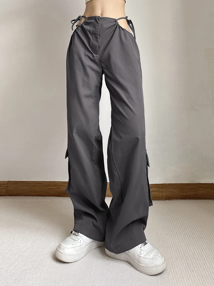 Женские брюки-карго Weekeep повседневные брюки цвета хаки с завязками на завязках и