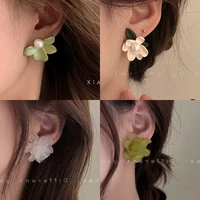 y2k pearl bow stud earrings for women green white petal korean jewelry party wedding club accessories ear stud fashion gifts