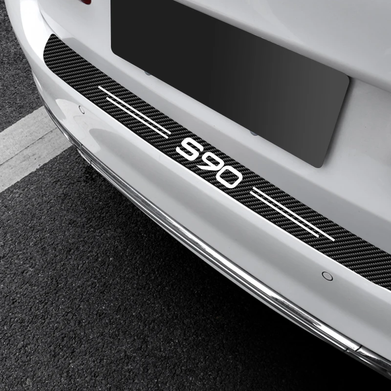 

Углеродное волокно для Volvo S90 логотип Автомобильная Накладка на порог для задней двери защитные наклейки на пороги защита для двери багажника защита для входной педали