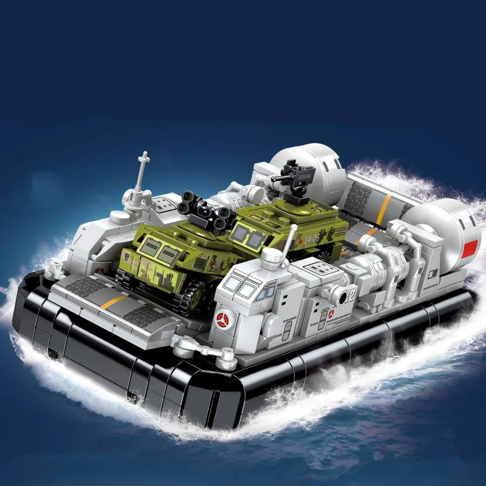 

2022 Military Army World War WW2 SWAT Police Soldiers Air Cushion Landing Craft Model Building Block Bricks Kids Toys