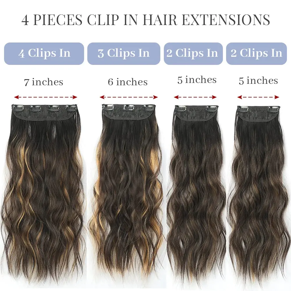 AISI HAIR Синтетические длинные волнистые накладные волосы на зажиме для