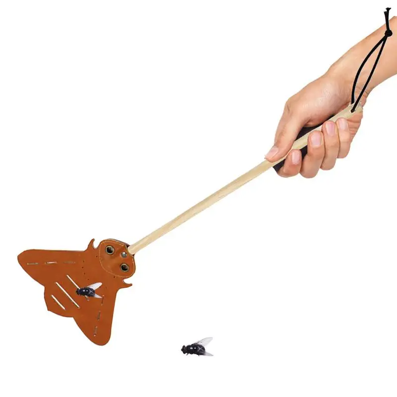 

Fly Swatter Manual Leather Heavy Duty 21 Inch Flyswatter With Wood Handle Fly Swat W/Real Leather Paddle Fly Swatters W/wood