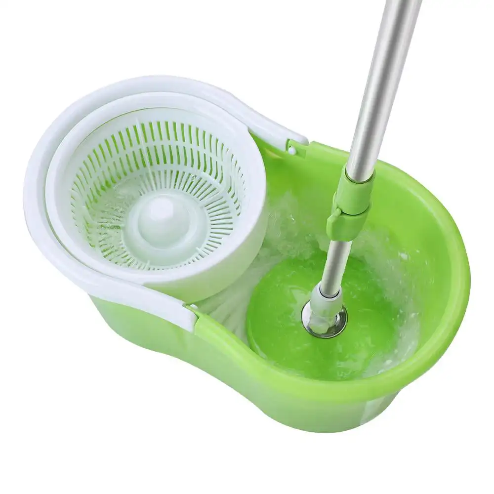 

Rotate Head Mop W/Bucket 2 Heads Rotating 360-Degree Floor Mop Green