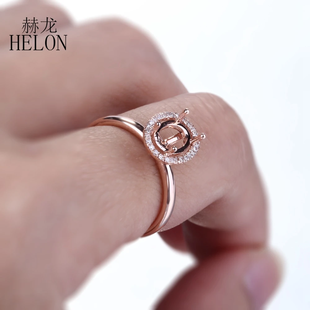 HELON женские бриллиантовые кольца Твердое 14K 10k розовое золото натуральные