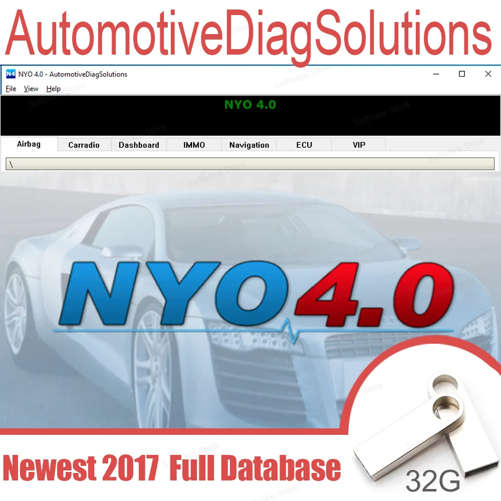 

Newest NYO 4.0 Updated year 2017 car diagnostic software Full Database Airbag Carradio Dashboard IMMO ECU auto repair send USB