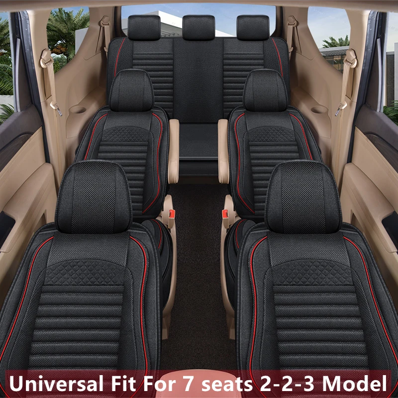 

Car Seat Cover Specific For 7 Types 3 Rows 6 or 7 Seats SUV MPV Accessories Linen Material 7-seater Car Seat Cushion