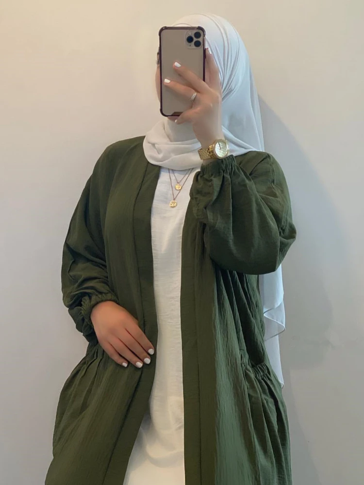 

Однотонное открытое женское кимоно в стиле Дубая, женское Абая для женщин, мусульманское хиджаб, платье, мусульманский, Африканский Рамадан, одежда Eid