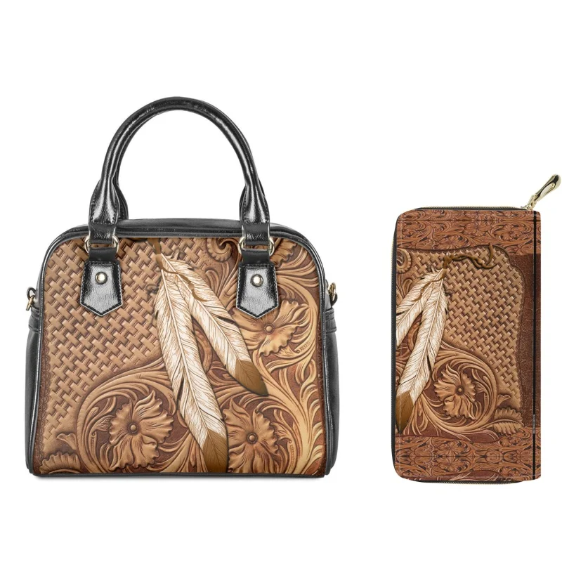 

Женская винтажная Сумка-почтальонка twoheart sgirl с перьями, сумка через плечо из искусственной кожи с карманом, Повседневная офисная пляжная сумка