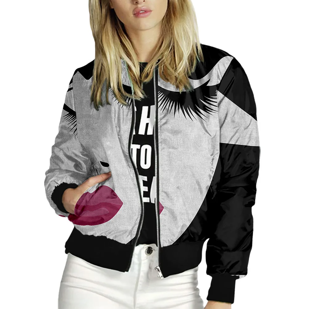 

2022 New Women's Stand Collar Baseball Uniform Visual Art Series Clothing Digital Printing Women's Jacket Coat Coat