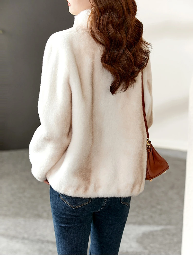 Vimly Faux Fur Jacket Warm Winter Coat Women 2022 Fashion Luxury Chic Short Thick Stand Collar Overcoat Female Clothes 50383