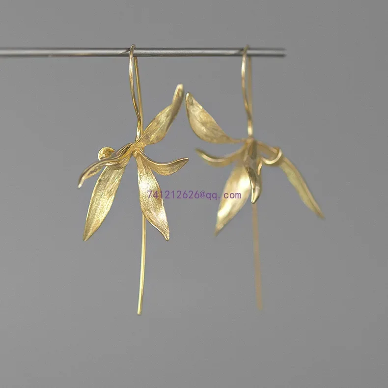 Оригинальный дизайн трехмерные серьги из серебра 925 пробы с цветком орхидеи Ch