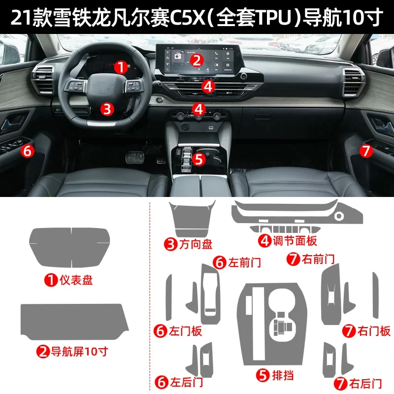 Прозрачная пленка из ТПУ для Citroen C5X наклейки интерьера автомобиля центральной