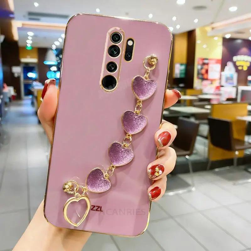 

Note8pro Cute Love Heart Bracelet Plating Case On For Xiaomi Redmi Note 8 9 Pro 9s 8pro 8t 9t 9a 9c Soft Cover Redmi9 Note8 2021