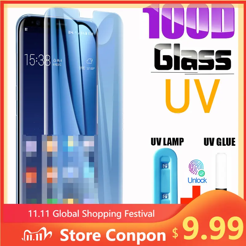 

UV Tempered Glass For Samsung Galaxy S10 S21 S22 Plus Glass Screen Protector