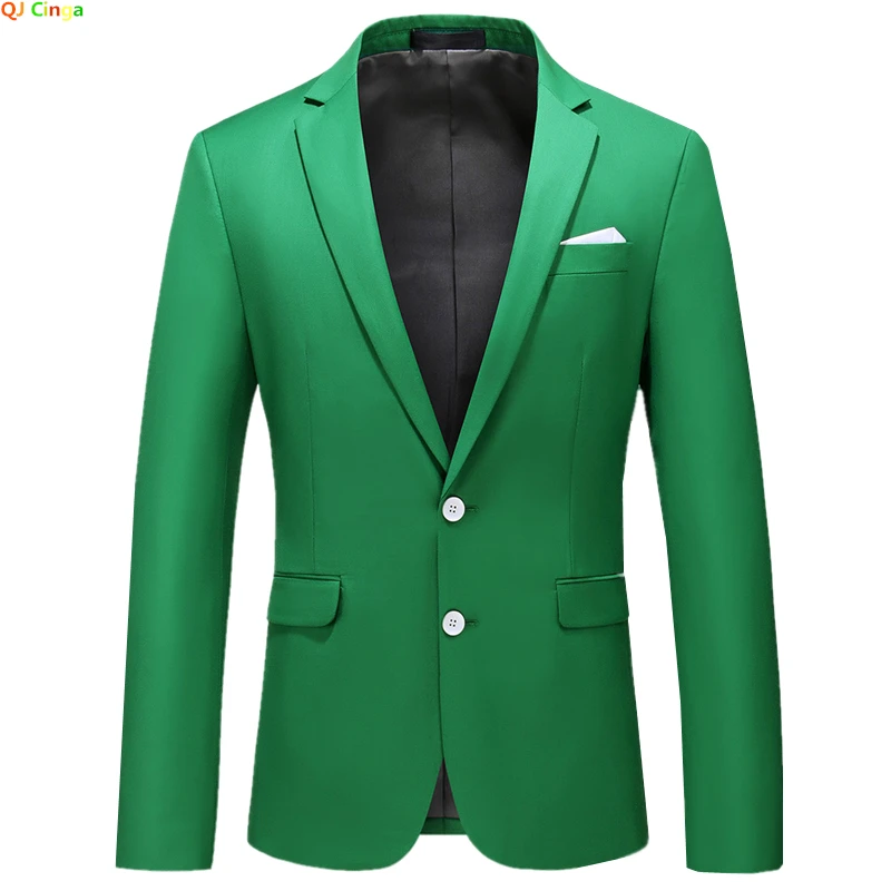 Bright Green Blazer Jacket Men's Two Button V-Neck Coat Wedding Party Formal Dress Tops Blue Red Yellow Green Blazers