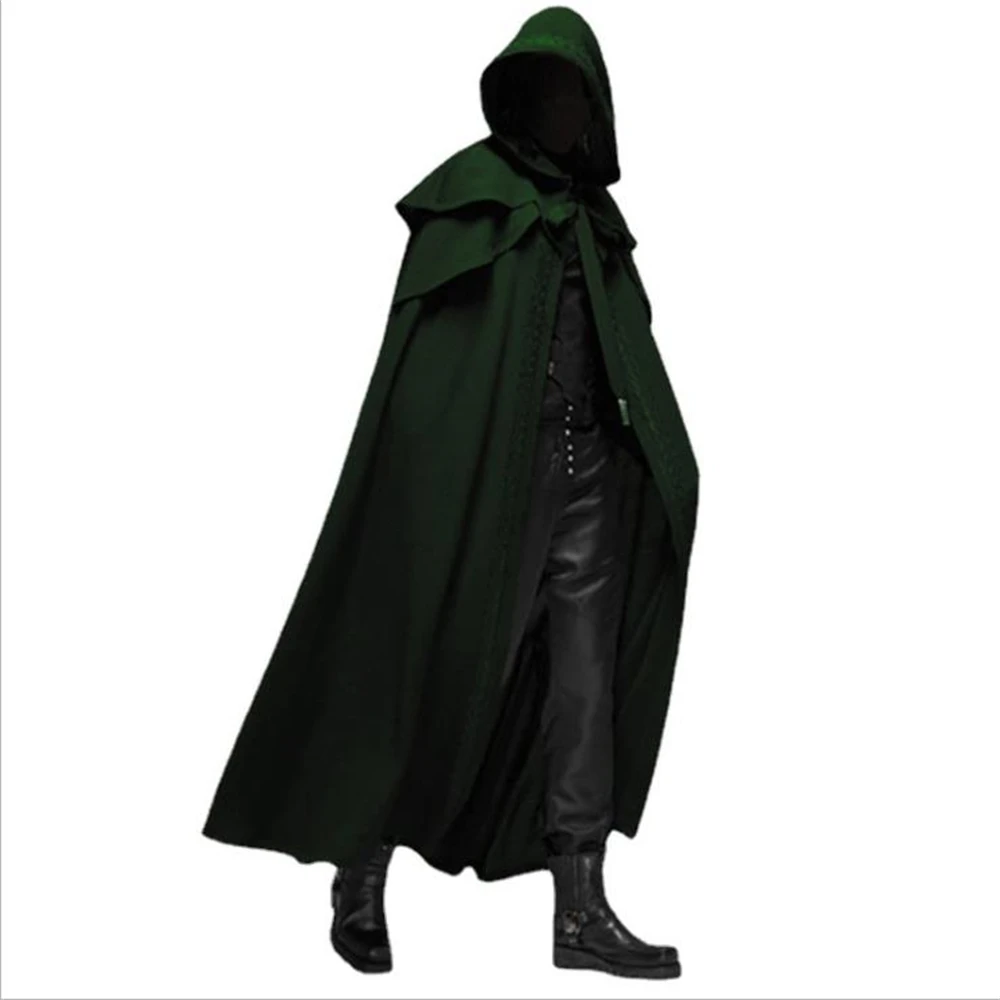 

Carnival Medieval Men Hooded Capes Jackets Gothic Style Halloween Party Long Cloak Knight Vampire Cosplay Costume Overcoat Robes