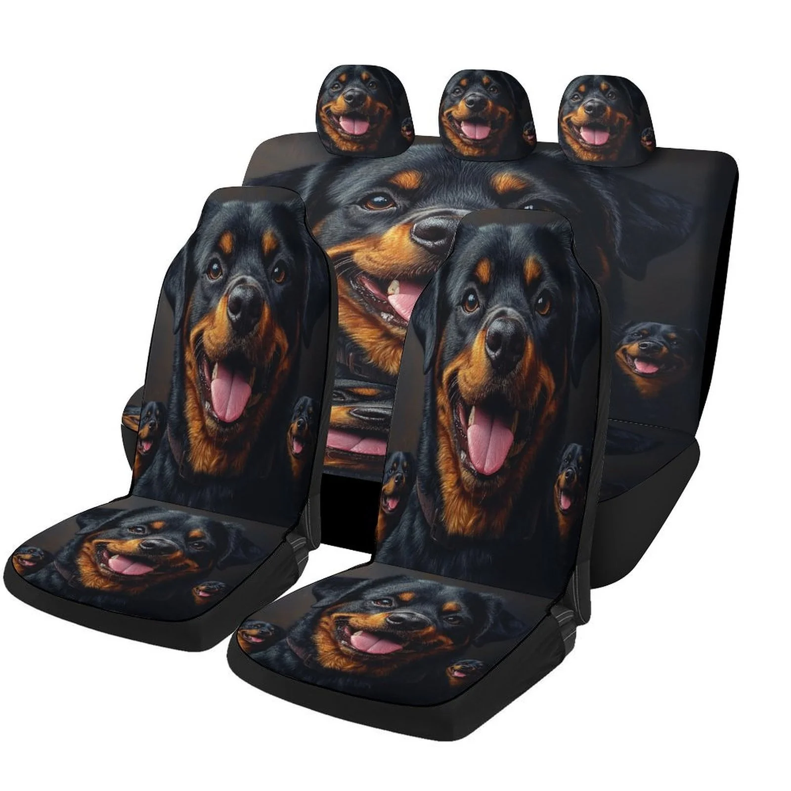 Фото Набор чехлов для автомобильных сидений Rottweiler Smile Designed для большинства автомобилей, модные новые декоративные защитные чехлы для автомобильных сидений, полный комплект, Unive №1