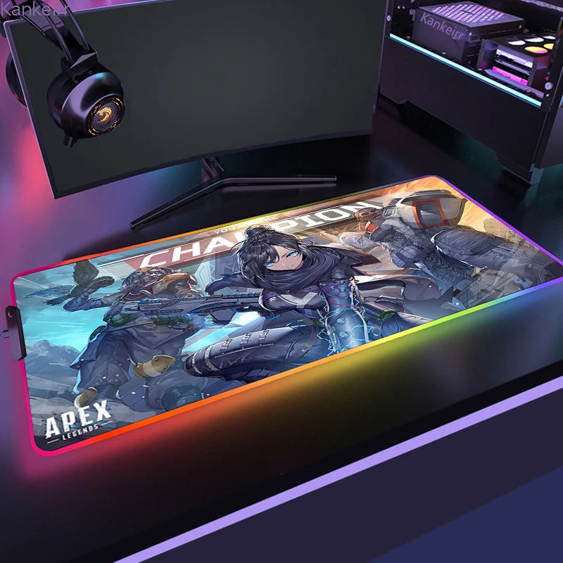 Светящийся коврик для мыши Apex Legends игровой кровавый с HD-печатью Мэгги 900x400 мм RGB