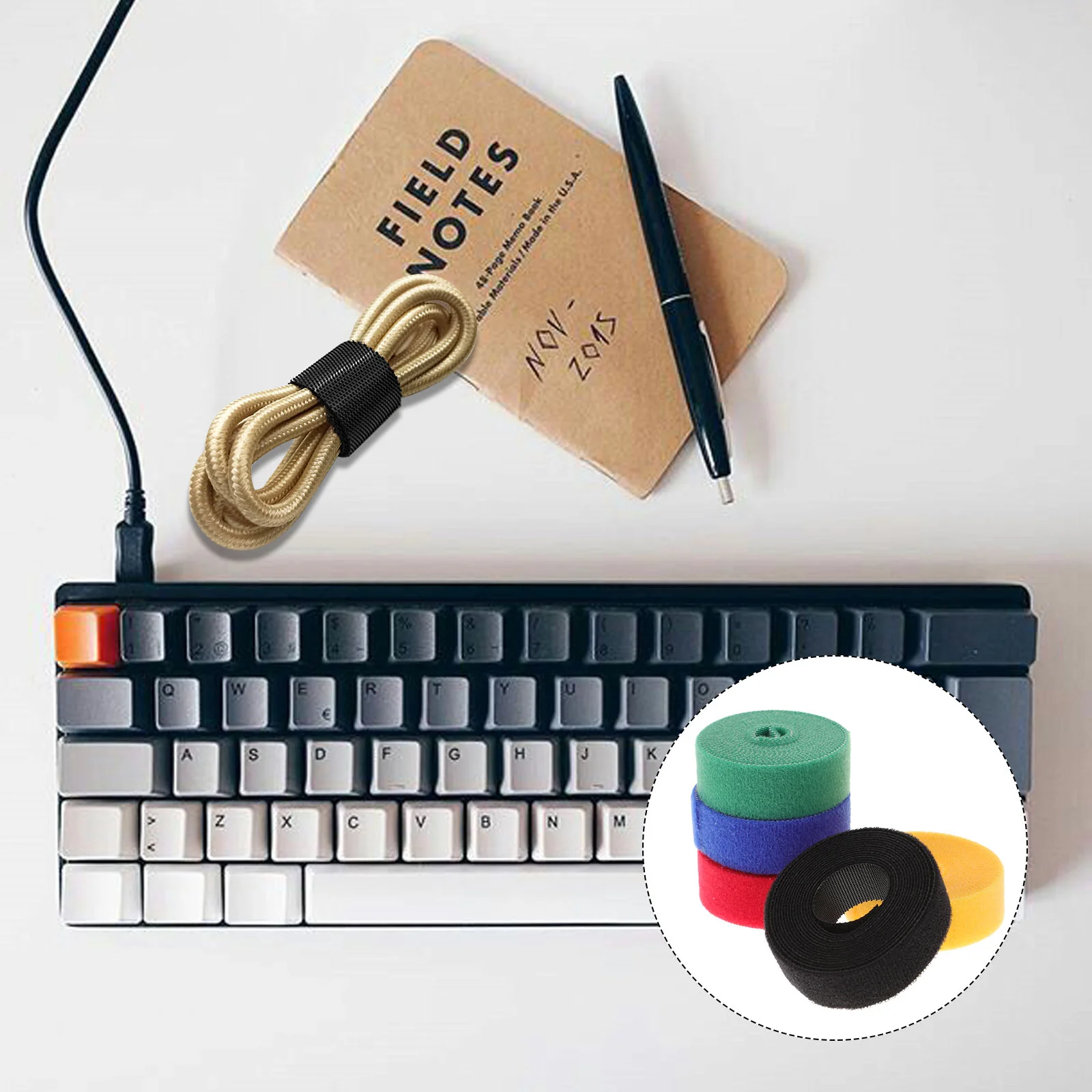 

5 Rolls Cord Organizer Straps Cord Ties Electrical Cords Cord Keeper Dsl Cable Tie Carabiner Self Gripping Cable Ties