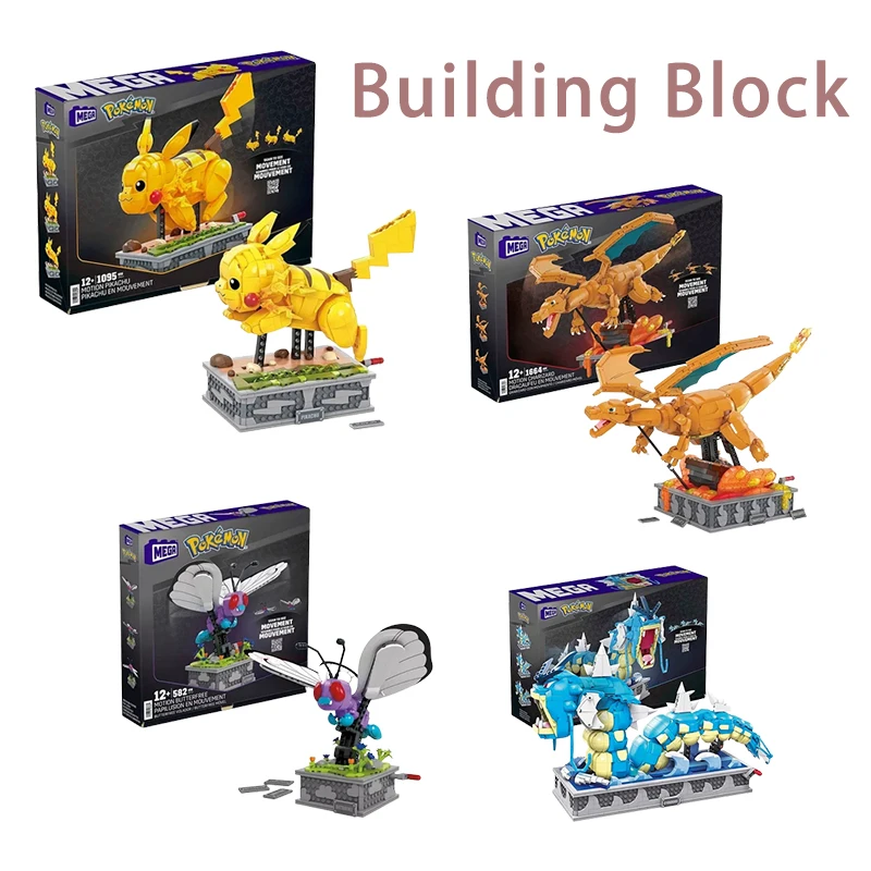 

1092 Pcs Mega Pokémon Pikachu Running Collectors Mechanical Transmission Puzzle Early Education Children's Toys Building Block