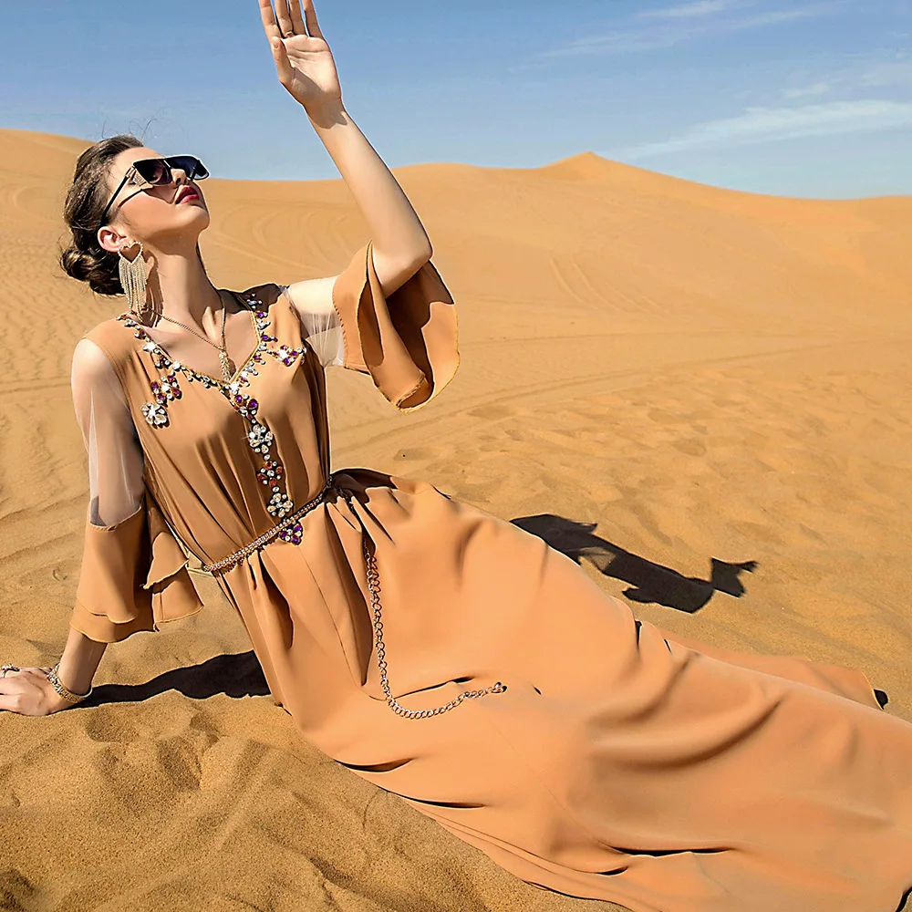 Vestidos Mujer Abaya Dubai Turkey Caftan Marocain Muslim Dress Islam Clothing African Evening Dresses for Women Djellaba Femme