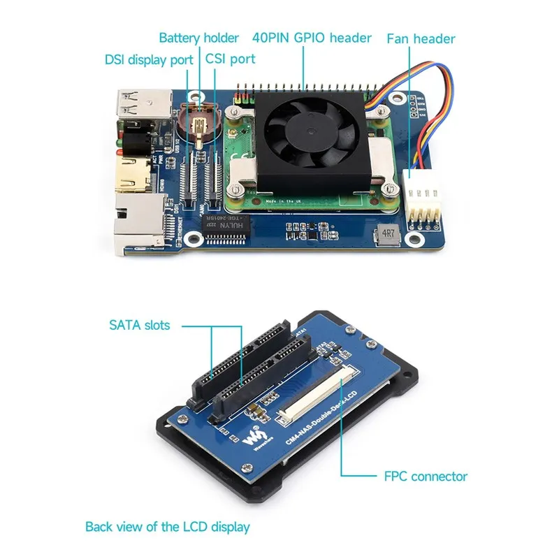 Компьютер Raspberry Pi CM4 модуль NAS для домашнего сетевого хранилища два интерфейса SATA