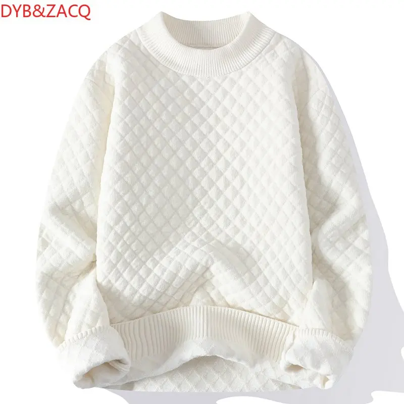 DYB&ZACQ Men's Sweater Crew Neck Plain White Knit  Padded Thermal Underwear  3XL