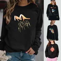 womens hoodies casual long sleeved sweatshirt blouse pullover harajuku sweatshirts round neck loose all match fashion clothes
