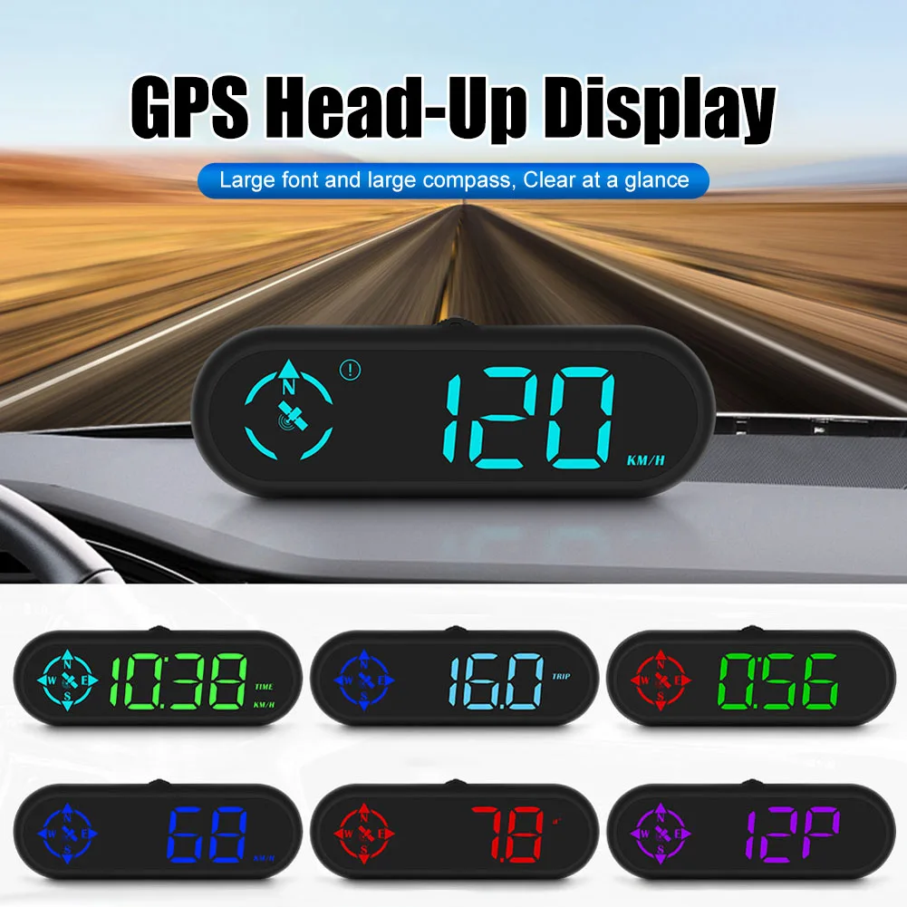 

Car Head-Up Display Universal GPS HUD 3.5" LED Backlit USB Powered Digital Speedometer Overspeed Alarm Fatigue Driving Reminder