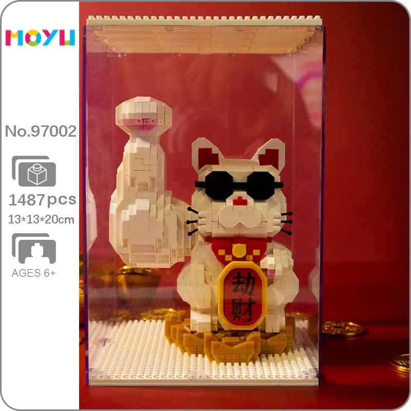 

Moyu 97002, мышечная счастливая кошка, деньги, удача, солнцезащитные очки, животные, дисплей, чехол DIY, Строительные кирпичи, игрушка без коробки