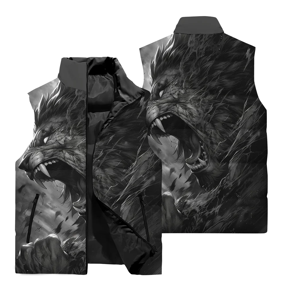 Жилет мужской с 3 принтами тигров уличная мода куртка без рукавов уличный стиль