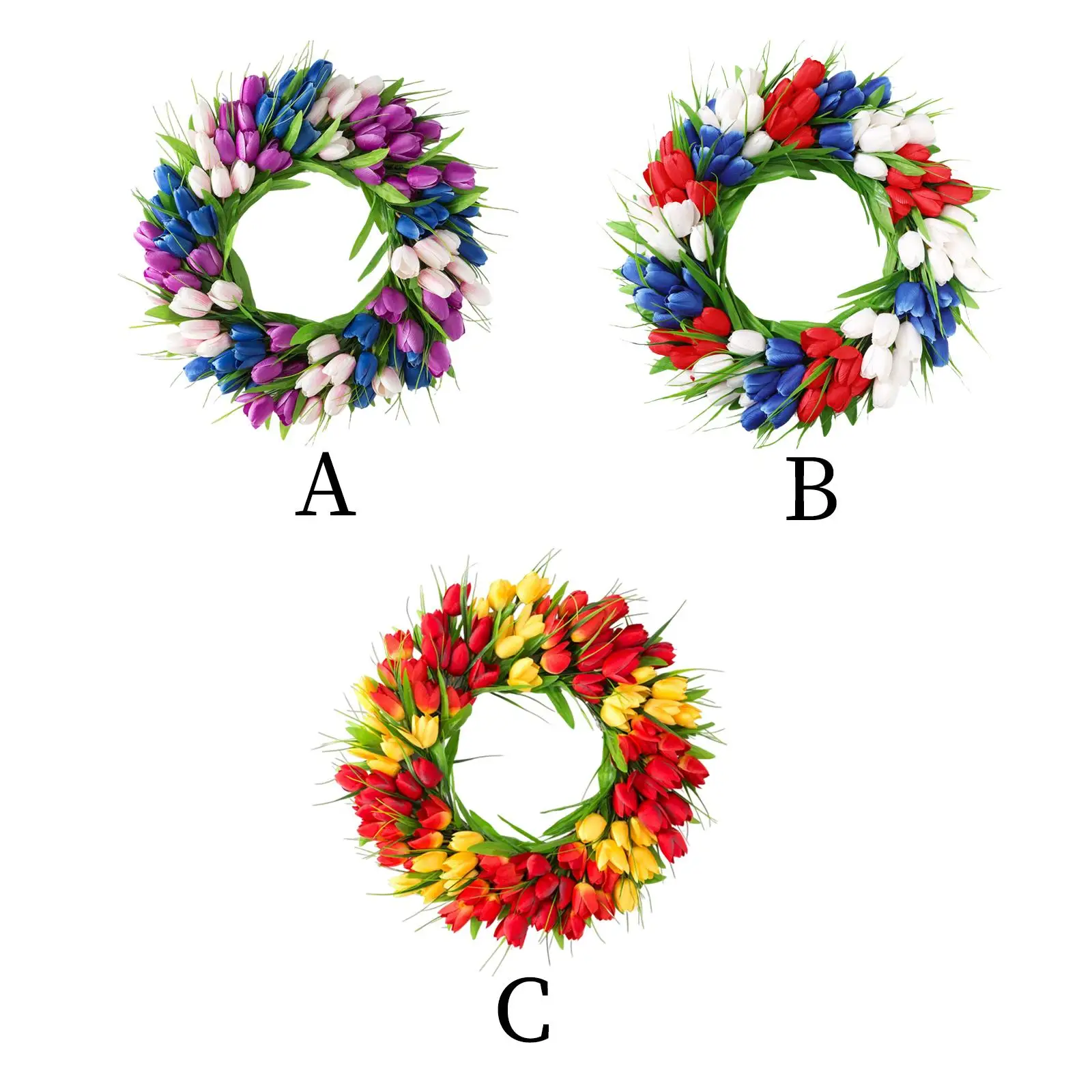 

15.75inch Artificial Spring Tulip Door Wreath Decor Floral Home Wedding Wall