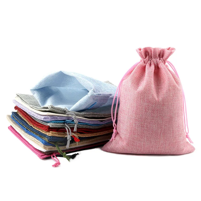 

10Pcs Cotton Linen Fabric Dust Cloth Bag Clothes Socks Shoes Receive For Home Party Sundry Kid Toy Storage Coins Keys Candy Boxs