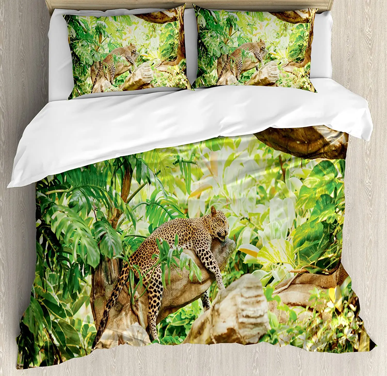 Комплект постельного белья Safari Decor из 3 предметов леопардовая расцветка на ветке