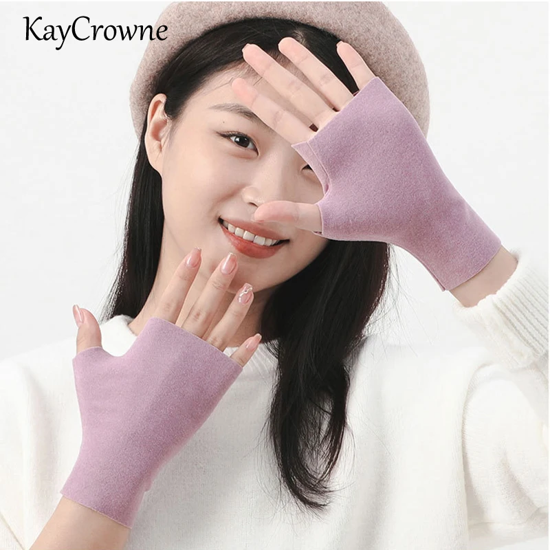 KayCrowne новые перчатки Стильные теплые для работы за компьютером для письма тонкие безпальцевые варежки для девочек и женщин перчатки Простой Прямая поставка G226