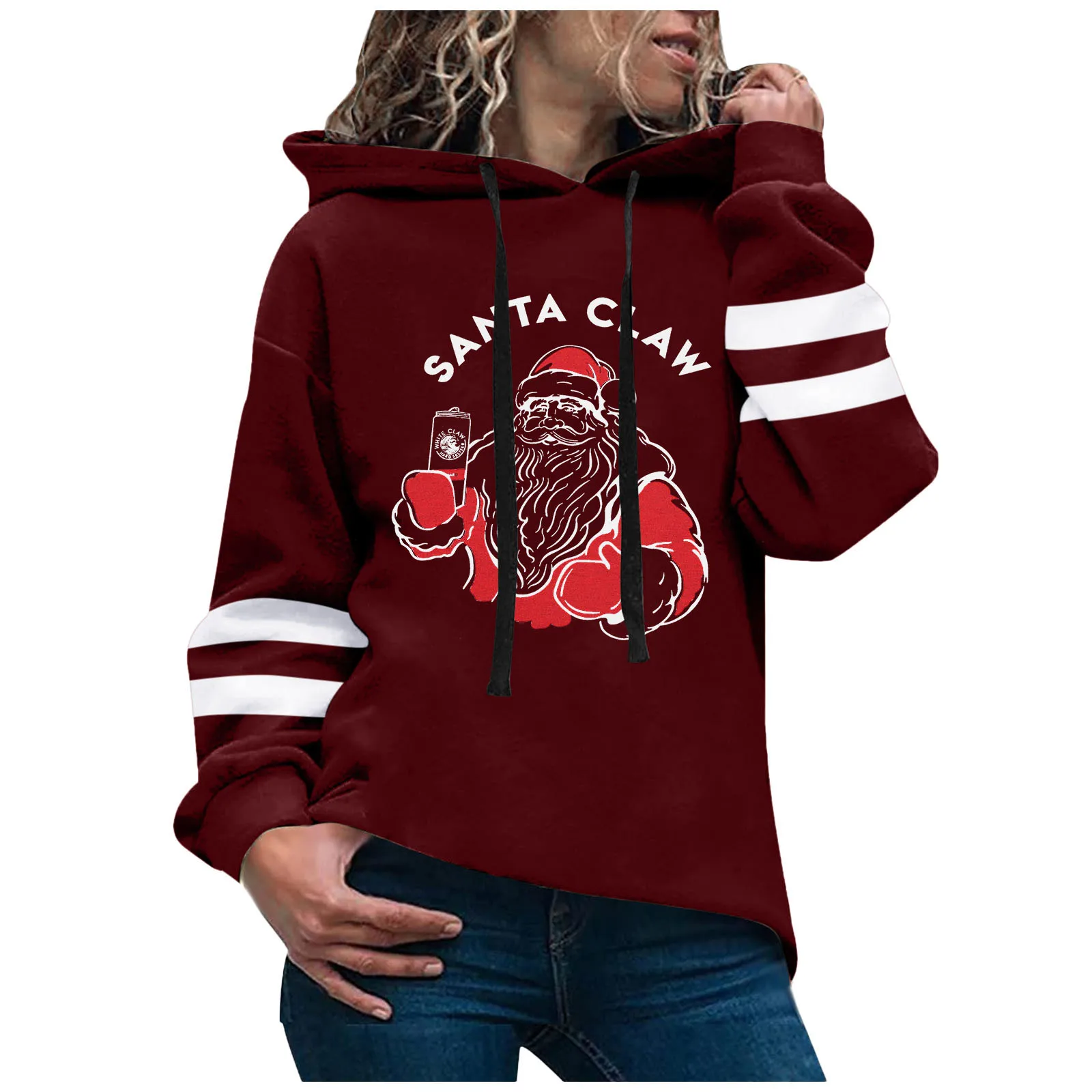 

Women O Neck Long-Sleeved Hoodie Casual Christmas Print Tether Sweatshirt Style Fall Hoodies Lightweight Pullover Hoodie Women