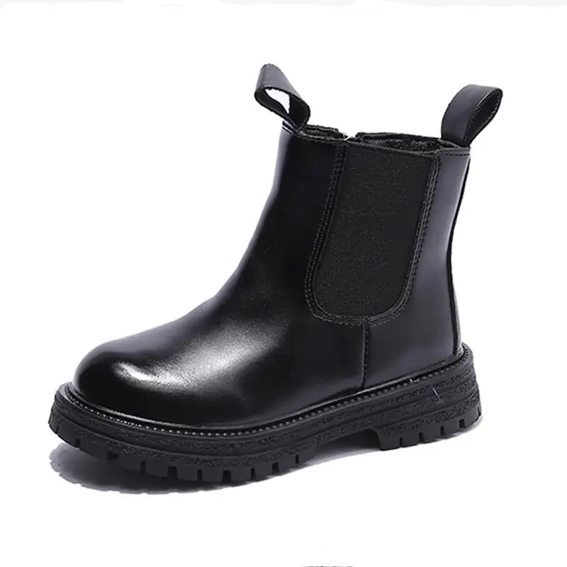 

Children Chelsea Kids Girls Boots Casual Autumn Winter PU Leather School Boy Shoes Fashion Black Snow Boots Size 24-37