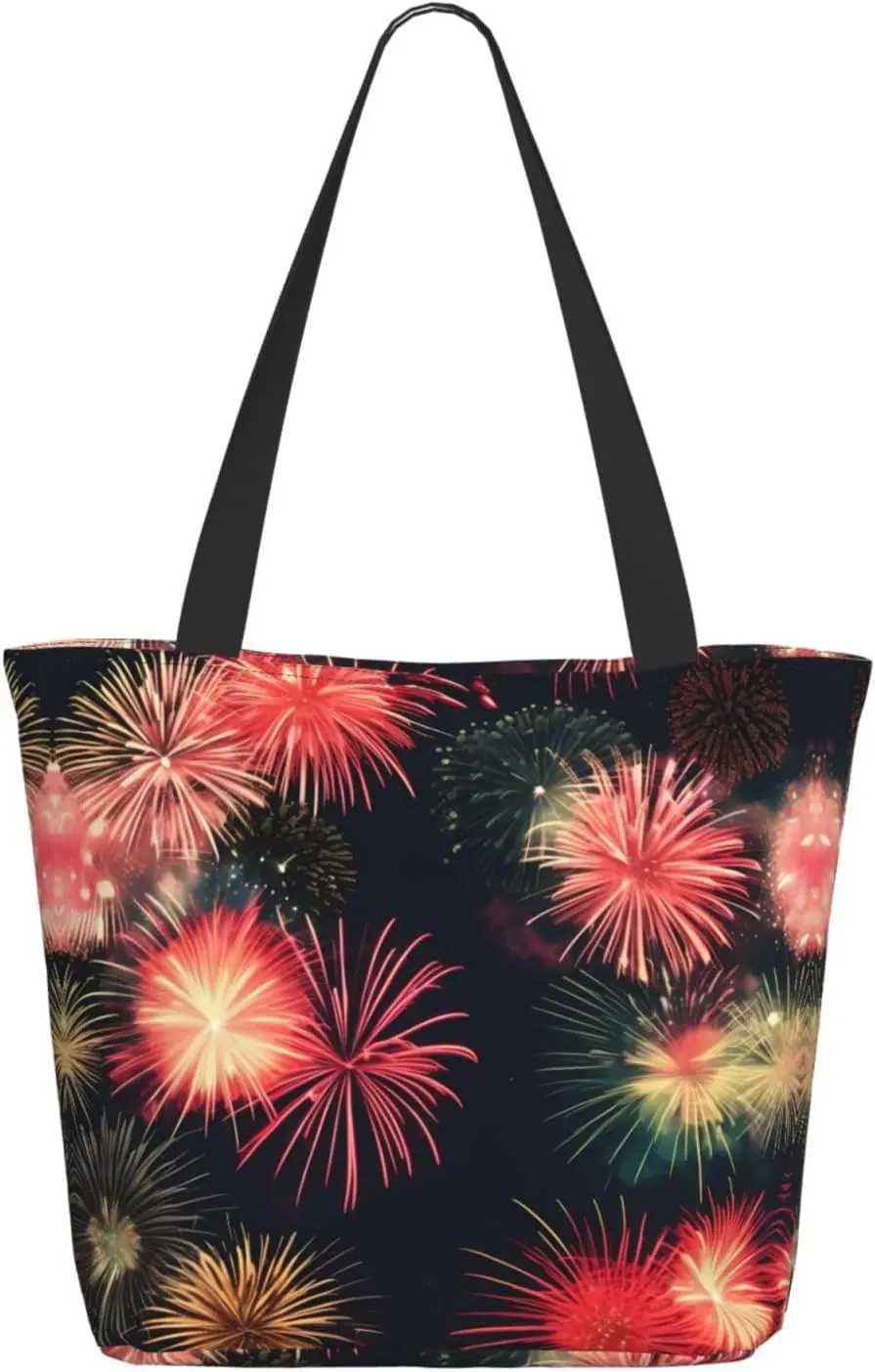 Красивая сумка-тоут с изображением фейерверка молнией для женщин внутренним