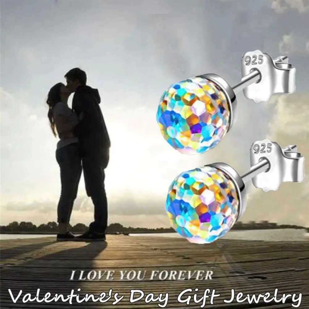 

Creative for Women Girl Valentine's Day Gift Jewelry Gift Ear Stud 925 Silver Wedding Colorful Crystal Earrings