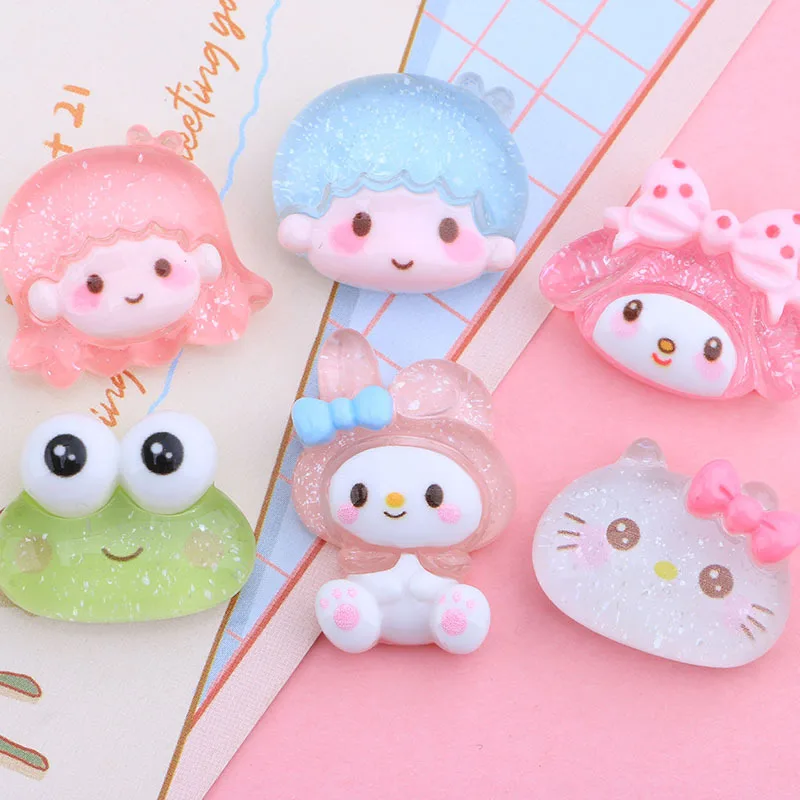 

Hello Kitty Phone Case Epoxy Diy Resin Accessories Cartoon Transparent My Melody Hairpin Nail Head Rope Decorative Accessories