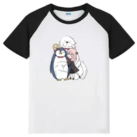 anya and bond print tshirt spy x family t shirts for girls kawaii penguin graphic kids tops anime 100cotton unisex boys clothes