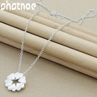 925 sterling silver 16 30 inch chain heart flower pendant necklace for women engagement wedding gift fashion charm jewelry