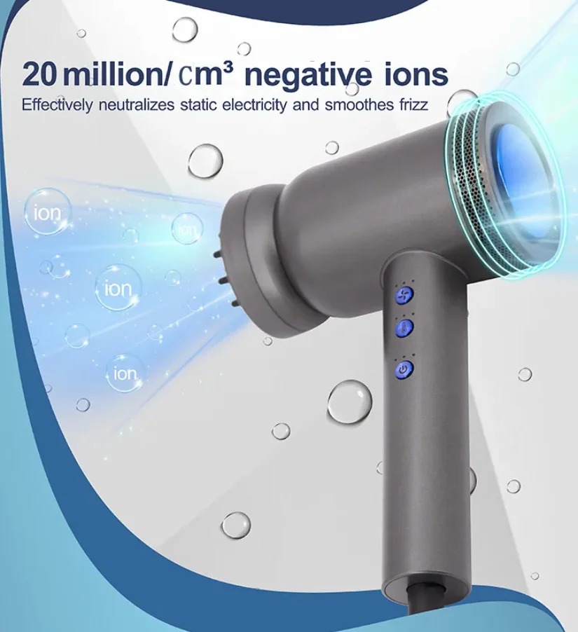 Фен для волос 1600 Вт Высокое качество Гиалуроновая кислота бесщеточный