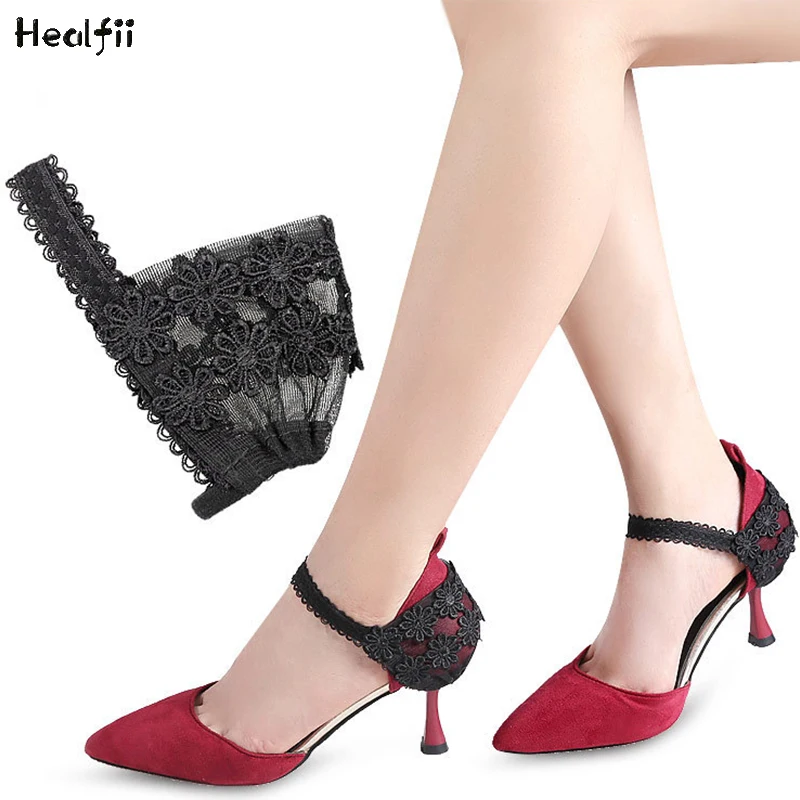 

Черные кружевные невидимые туфли на высоком каблуке со шнурками не падают на каблуке, износостойкие регулируемые кружева без швов