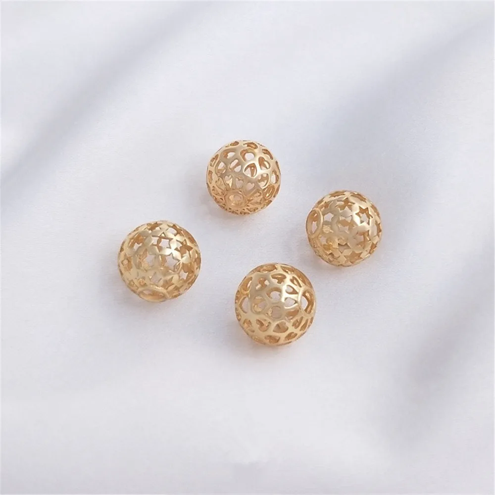 

14K Gold Filled Plated Seiko heart five-pointed star hollow ball scattered beads DIY jewelry bracelet beads