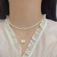 freshwater pearl really shell combination necklace female niche design light luxury high sense claviclechain necklacefemale