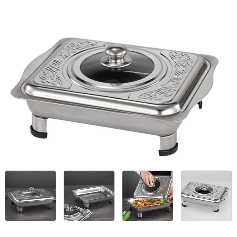 

1pc Combined Cover Arc Meal Furnace Stainless Steel Buffet Dishes Storage Holder