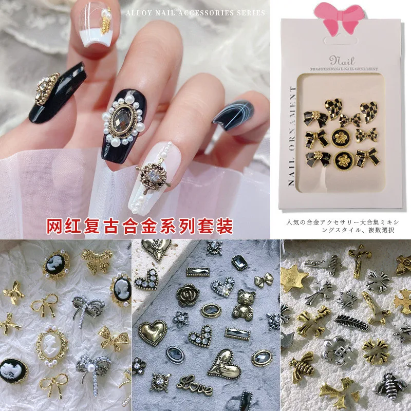 

Смешанные Ретро Подвески Аксессуары для ногтей алмазные заклепки металлический панк в форме сердца